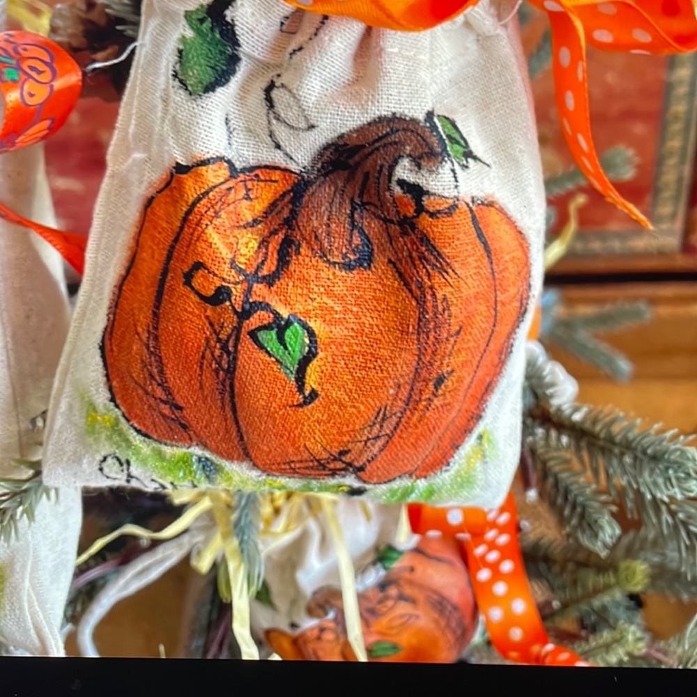 Hand crafted pumpkin treat bag